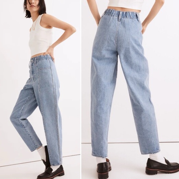 Madewell Denim - Madewell Pull On Balloon Barrel Jeans Womens XL Light Denim Wash Casual Comfy